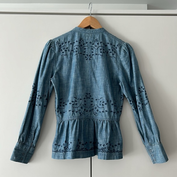 Lucky Brand Eyelet Chambray Snap Front Blouse - Picture 2 of 5